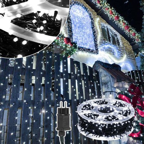 1000 LED guirlande lumineuse, 200 m câble vert foncé, blanc froid avec 8 modes pour extérieur et intérieur