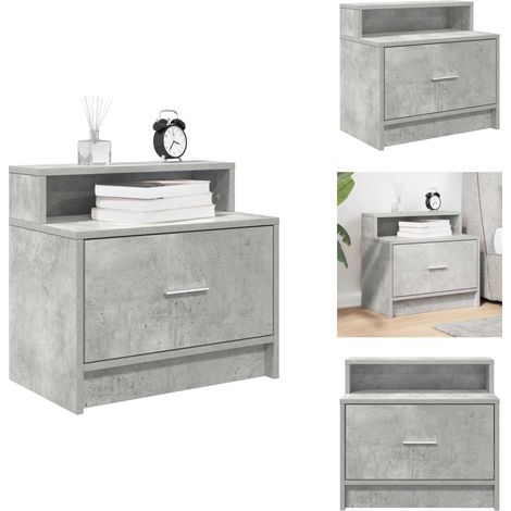 Nachttisch mit Schublade Betongrau 51x31x47 cm - Nachttisch - Nachttische - Nachtschrank - Nachtkonsole (1/5)
