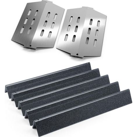 Aromaschienen – Hitzeschutzbleche – Porzellanemaillierter Stahl – Für Weber Genesis E S-310 320 330 – Grau – 44,45 x 5,5 x 5,8 cm (1/5)