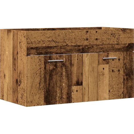 Armoire lavabo murale pour salle de bain design peu encombrant 90 x 38,5 x 46 cm en bois d'ingénierie vieux bois