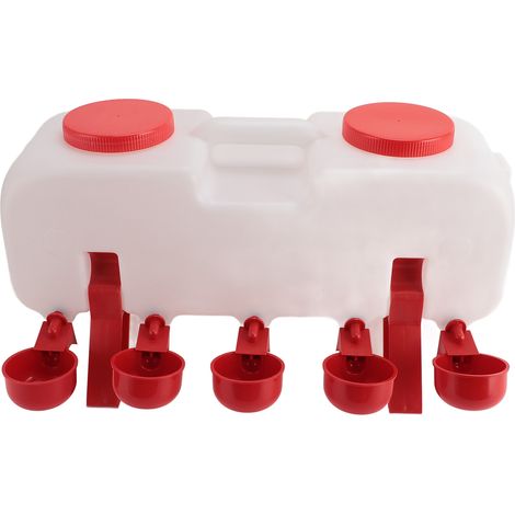Distributeur d'eau pour volailles 10 L semi-automatique, grande capacité, avec 10 abreuvoirs, idéal pour perroquets, cailles et canards (petit modèle standard). (1/5)