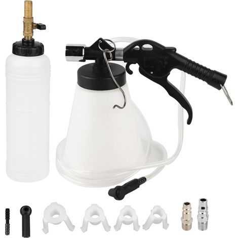 Pneumatic Car Brake Fluid Bleeding Kit, Brake Oil Replacement Pumping Machine, Electric Bleeder with Cable-Mounted Bleed Bottle and 4 Adapters (1/5)