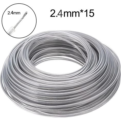 Fil de nylon en acier de 2,4 mm pour coupe-bordures et tondeuse à gazon, avec lames de rechange résistantes pour outils de jardin. (1/5)