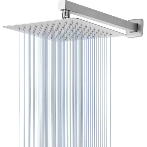 Regenduschkopf mit Verlängerungsarm, Edelstahl, 25cm Quadratisch, Hoher Wasserdruck (1/5)