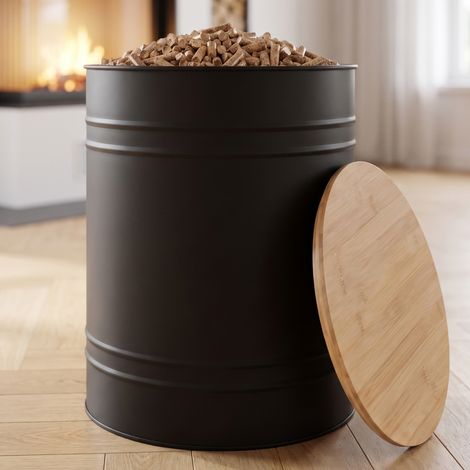 CASABEL Réservoir Pellets & Granulés Rond, Cap. 30kg, Couvercle