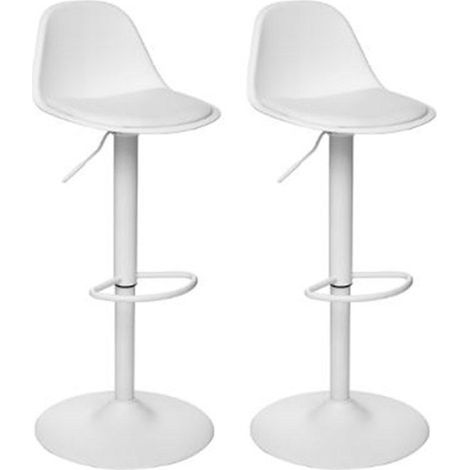 Lot de 2 Chaises de Bar Design "Aiko" 82-103cm Blanc (1/5)
