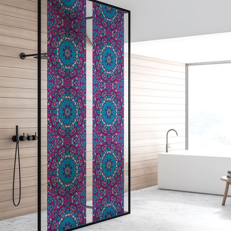 Film Fenêtre Anti Regard Occultant - VITRAIL MAUVE - Stickers pour Vitres & Porte de Douche - 40x200cm (1/5)