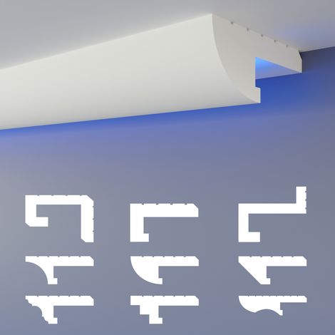 HEXIMO LED Profilo di fuga d'ombra modanature in stucco, illuminazione indiretta in polistirene XPS: 10.2 Metri / 6 Leisten, HLED-15 - 90x35 mm