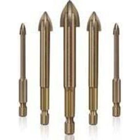 Foret Carrelage Verre Ceramique,Outil de perçage Universel Efficace,5pcs (1/4)