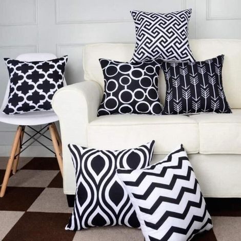 Ensemble géométrique de coussin 6 pièces - géométrie 12 - noir Noir (1/4)