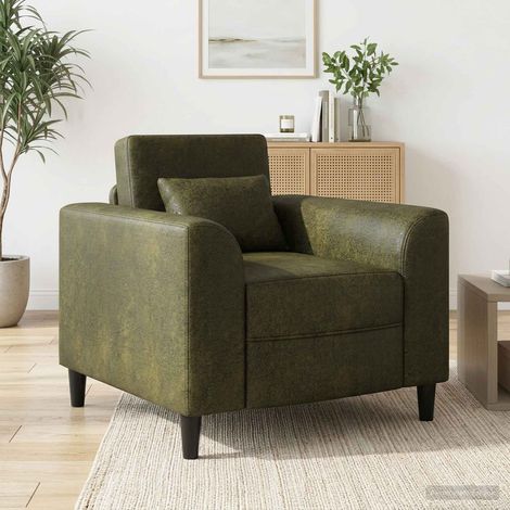 vidaXL Poltrona Verde militare Pelle Scamosciata Sintetica (1/5)