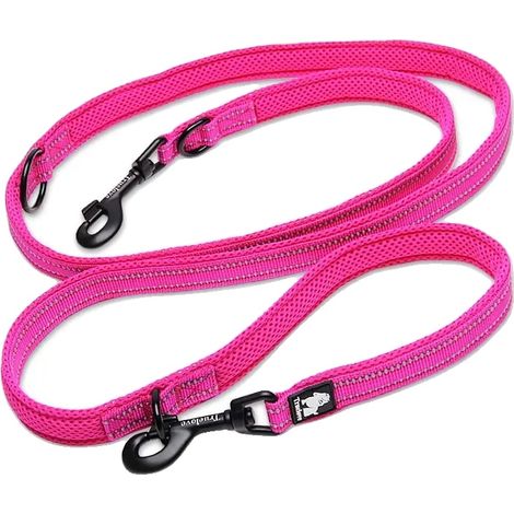 Laisse de chien, réglable, réfléchissante, fuchsia-a, L (2.5cmX200cm)-a (1/2)