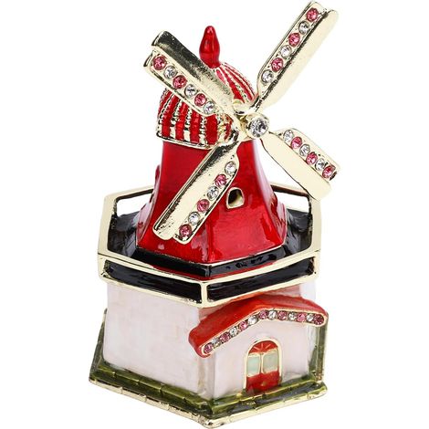 Windmill Jewelry Box, Decorative Enamel Metal Trinket for Rings and Necklaces, Elegant Storage Solution for Home and Wedding Decoration (1/5)