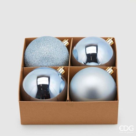 EDG Enzo De Gasperi Palle di Natale Light Blue Ø10 cm – Set 4 Pezzi (1/2)