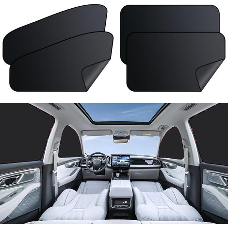 Pare Soleil Voiture Bébé,Pare-Soleil de Voiture, Matériau Polyester, Noir, Protection Solaire, Anti-UV, 4 pièces, Convient pour Protéger Les Enfants, la Vue du Conducteur et la Vie Privée (1/5)
