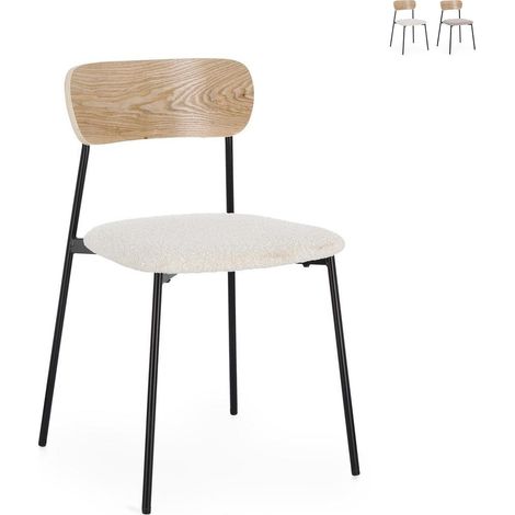 Lot de 2 chaises de cuisine design moderne Genevieve YES - Blanc cassé (1/5)