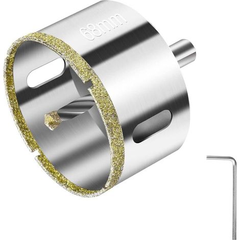 68-mm-Diamantlochsäge, Diamantbohrer mit zentraler Bohrführung, Fliesenlochsäge mit Diamantbeschichtung zum Schneiden von Glas, Fliesen, Keramik und Marmor (1/3)