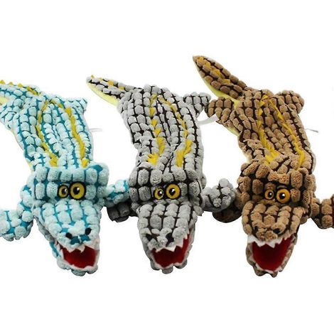 Lot de 3 peluches crocodile pour chien (sans rembourrage), jouet à mâcher pour chiots, chiens moyens et grands, jouet couineur (1/5)