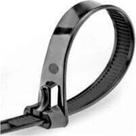 Collier de Serrage Réutilisable en Nylon 200 mm × 7,6 mm Attache Câble Plastique Rilsan Serre Câbles Noir Lot de 100 Pièces (1/3)