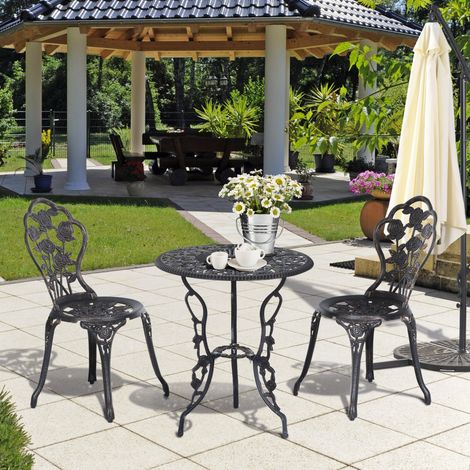 table repas bistrot métal 3 pièces bronze extérieur HAVRYA (1/4)