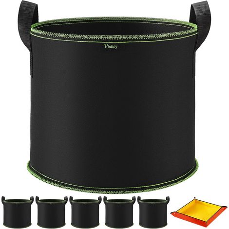 Sac De Culture - Lot De 5 - Tissu Non Tissé - 40 L - Avec Poignées Et Tapis - Pour Légumes Et Fleurs (1/5)