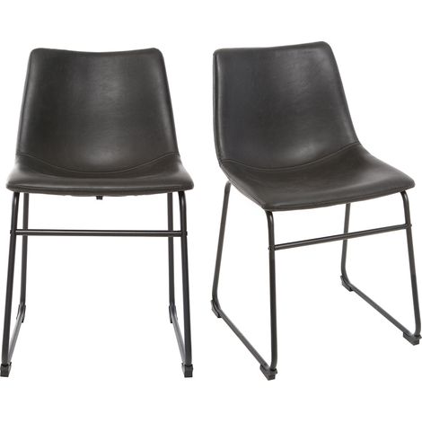 Miliboo – Lot de 2 chaises industrielles noires – Revêtement polyuréthane – Piètement acier teinté noir – Dimensions L48.5 x P55.5 x H80 cm (1/5)