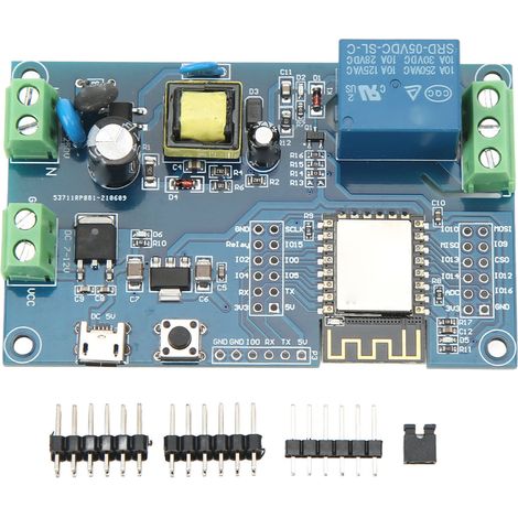 Module relais 1 canal, carte de développement WiFi, alimentation CA 90-250 V, alimentation CC 7-12 V, port USB 5 V pour ESP8266 (1/5)