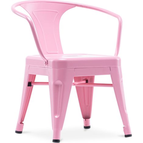 Kinderstuhl mit Armlehnen - Kinderstuhl Industrial Design - Stahl - Stylix Pink