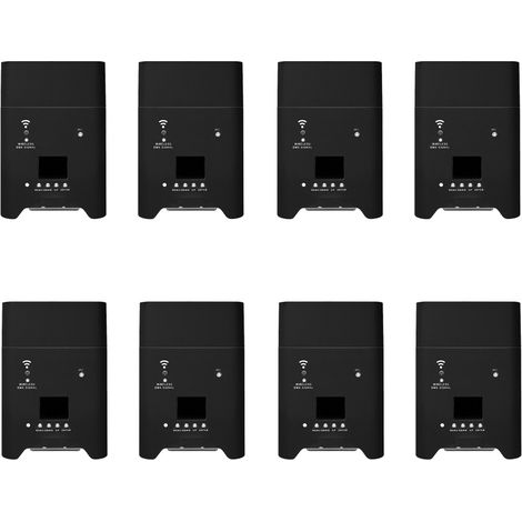 8 fari Led a batteria 6x18W RGBWAUV 6 in 1 WiFi neri in Flight case baule Wisdom (1/5)