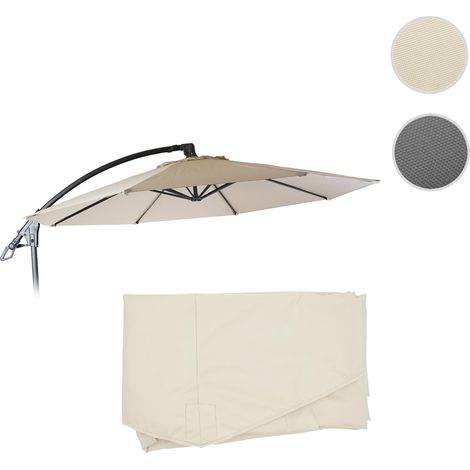 Revêtement de rechange pour Deluxe Parasol HWC-D14, Revêtement de parasol ronde Ø 3m crème sans fl (1/5)