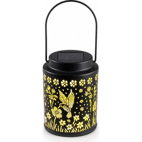 Lot de 2 Lanternes Solaires Suspendues en Métal Motif Tournesol, Étanches pour Jardin et Patio (1/5)