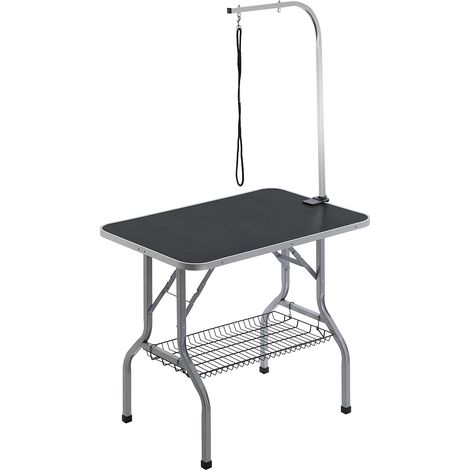 VEVOR Mesa Plegable de Aseo para Mascotas Mesa de 914,4x609,6 mm Mesa de Aseo para Perros Capacidad de Carga de 149,7 kg Mesa de Peluquería para Perros de Acero Inoxidable con 1 Pinza 2 Cuerdas 1 Asa