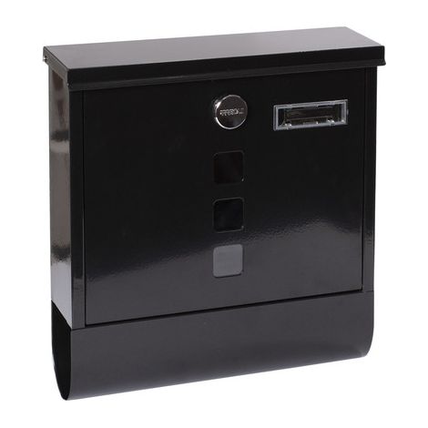 ARREGUI Chance E7004 Briefkasten aus Verzinktem Stahl mit Zeitungsrolle, Postkasten + Zeitungsbox, Größe M (DIN A4) Wandbriefkasten mit Zeitungsfach, Sichtfenstern, Namensschild, Schwarz