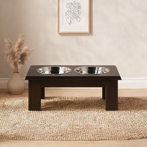 Station de repas chien 58 x 30 x 25 cm avec 2 bols en inox (1/5)