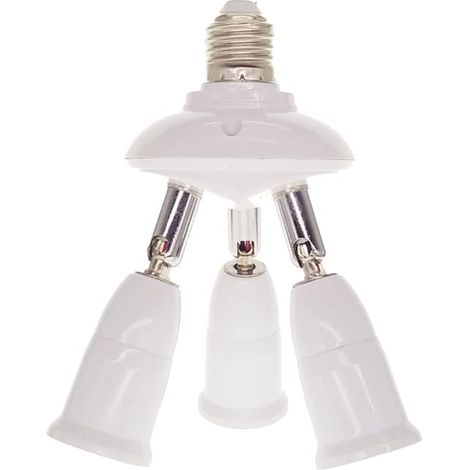 3 en 1 E27 Socket adaptateur répartiteur, Adaptateur De Douille D'ampoule E27, Séparateur à 3 Têtes, Angles Réglables, Utilisation Intérieure Et Extérieure Pour Plafonnier Ou Lampe (1/5)