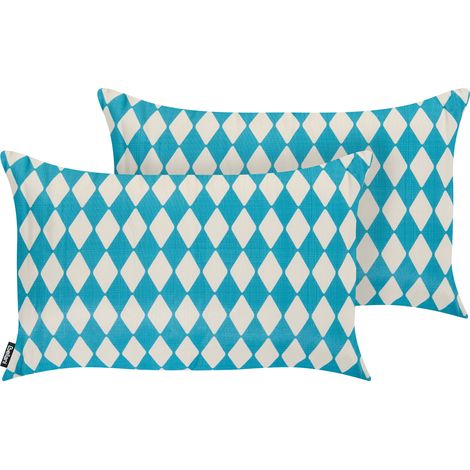 Conjunto de 2 cojines decorativos para exterior accesorios de jardín diseño retro turquesa Grevillea (1/5)