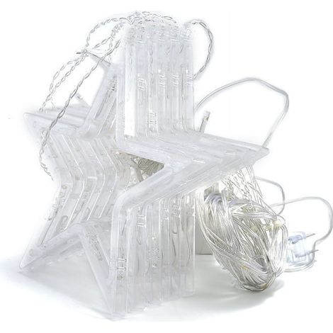 Guirlande Lumineuse Étoiles LED - 138 LED Blanc Chaud + 12 Étoiles - Usage Intérieur Extérieur - Fonction Mémoire - 1 Pièce (1/5)