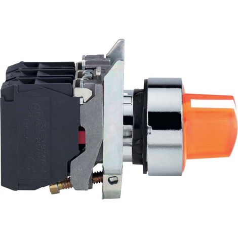 2-Positionen-Schalter, Drehknopf 22 mm, orange, 1 Schließer, 1 Öffner, Rückschlagsperre, XB4BK125B5
