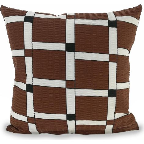 Federa per cuscino 40x40 in corteccia marrone con motivo a quadri asimmetrico