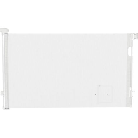 Barrera de seguridad retráctil, accionamiento con una sola mano, fácil instalación, 150 cm, color blanco. (1/2)