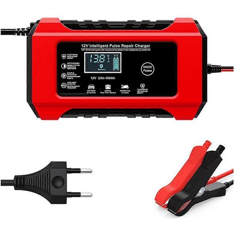 Chargeur automatique de batterie de voiture 12 V 6 A à impulsions pour réparation rapide, charge rapide, pour batteries au plomb-acide humides, affichage LCD numérique, prise UE (1/5)