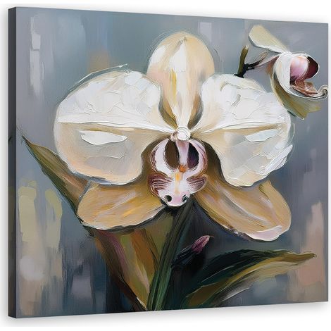 Quadro su tela, Fiore di orchidea dipinto - 30x30 (1/5)