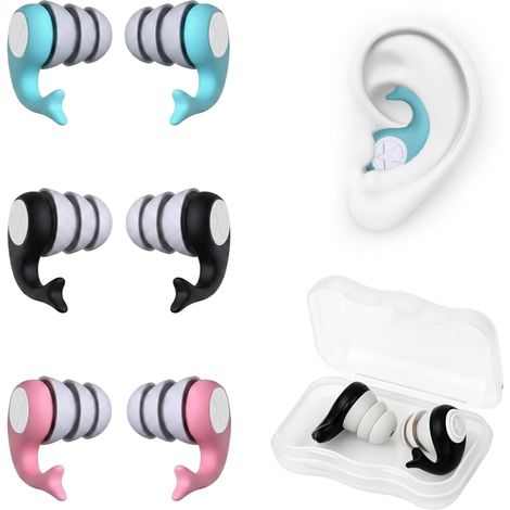 Bouchon Oreille Piscine 3 Paires de Boules Quies Silicone Bouchon d’Oreille Étanche Natation, Surf, Douche Anti Bruit pour Dormir, Avion Adulte (1/5)