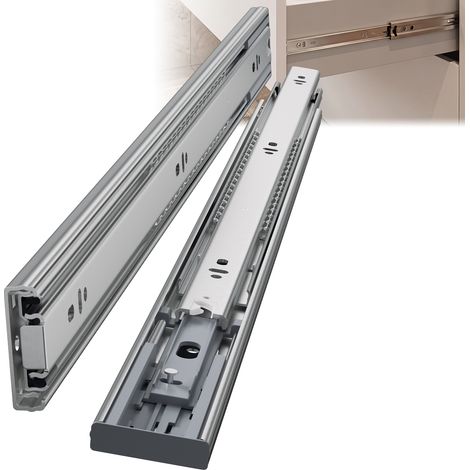 Jiubiaz 10 Paar Schubladenschienen 600 mm Vollauszug, 3-teilig, Softclose mit Selbsteinzug, 45 kg Tragkraft, Schubladenauszug aus Stahl (1/5)