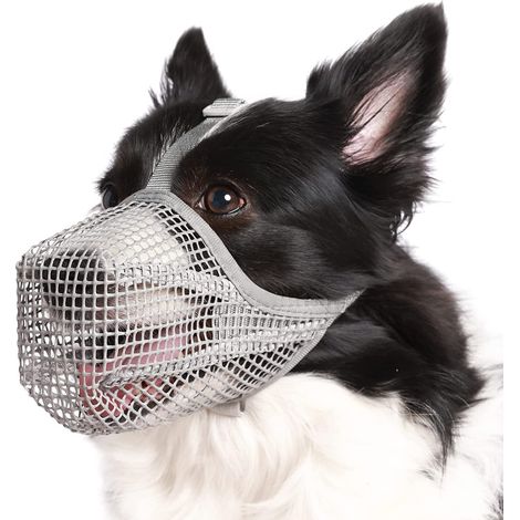 1 couvre-bouche pour chien, en maille souple et ajustable, adapté aux chiens de petite et moyenne taille, pour entraînement et sécurité (1/5)