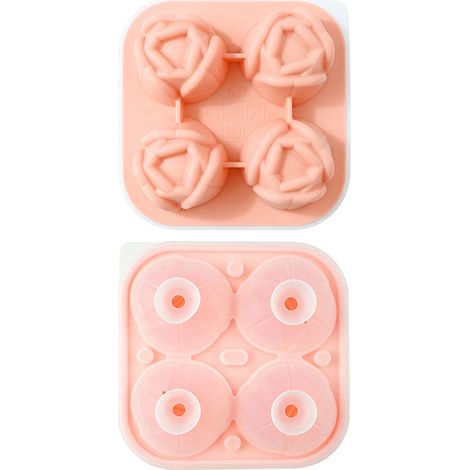 Silikon-Eiswürfelform, 2 Stück – Tulpenform in Rosa und Kugeln, wiederverwendbare Eiswürfelschale für Zuhause, Bar und Cocktails-lsw (1/2)