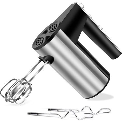 Batteur électrique puissant de 1000 W avec 5 vitesses et mode turbo - Comprend 4 accessoires en acier inoxydable (1/5)