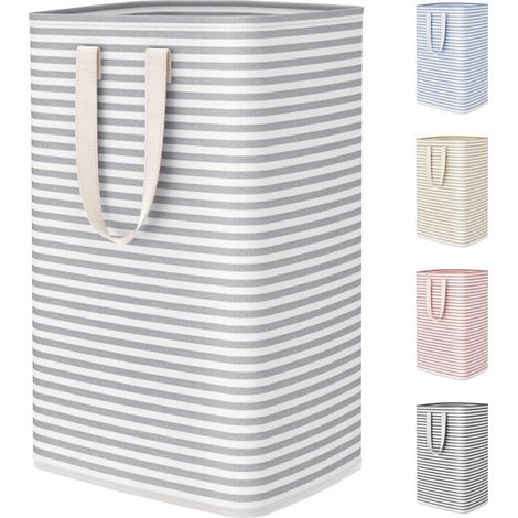 Panier a Linge, Corbeille a Linge Pliable, Panière Linge, Laundry Basket avec Poignées, Bac pour Chambre, Salle de Bain, Buanderie, 75L, Gris