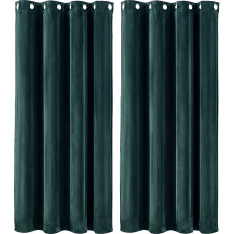 Marlow Thick Thermal Blackout Curtains Velvet Eyelet Ring Top Ready Made (1/5)