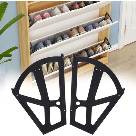 Étagère à chaussures en plastique creux double couche, accessoire de charnière pour armoire, noir (1/5)